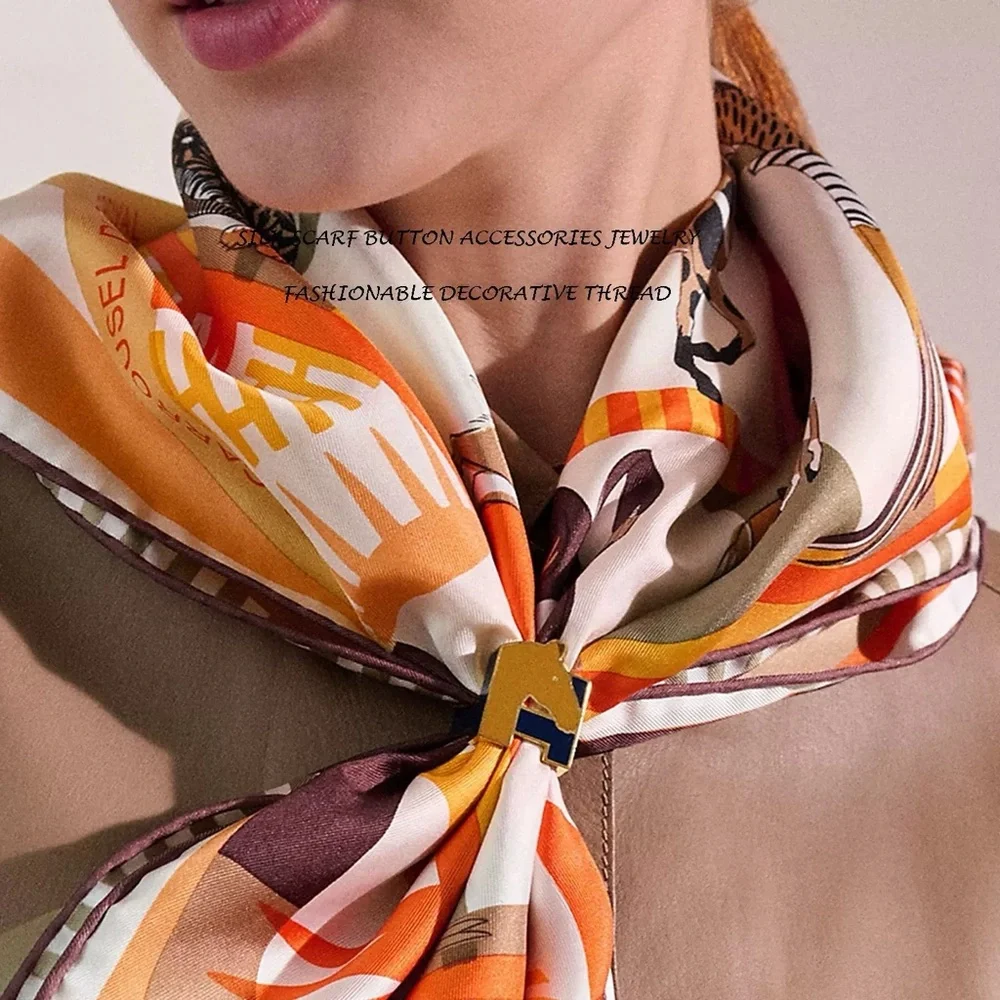Luxury Designer-Style Gold and Blue Horse Scarf Ring